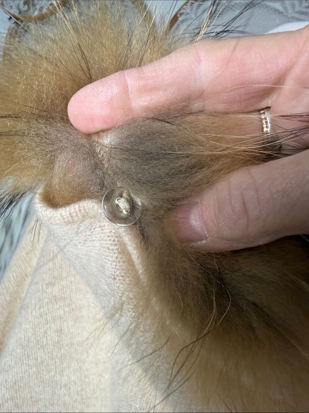 Minnie Rose Cream Cashmere Hooded Poncho with Faux Fur Trim O/S - Picture 5 of 8